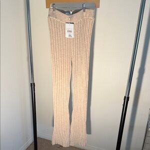 Anine Bing Val Cream Ribbed Leggings pant small NWT